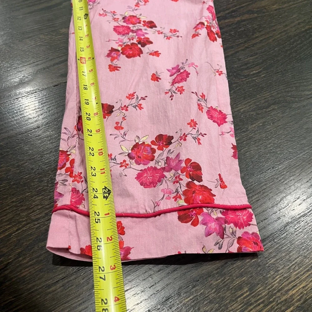 The Cat's Pajamas‎ Pants Womens XS Pink Floral Cotton Drawstring Loungewear